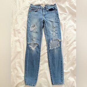 GAP Blue Skinny Jeans with Distressed Details